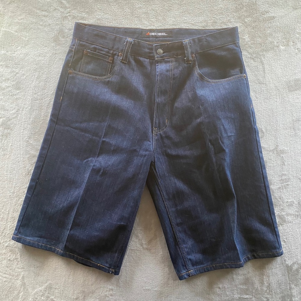 Decibel Mens Dark Wash Denim Shorts Blue Streetwear Size 36